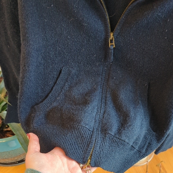 GAP Women's Navy Blue Full-Zip Hooded Sweater - Picture 3 of 4